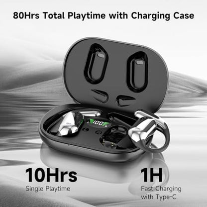 Open Ear Earbuds Wireless Bluetooth 6.1, Bluetooth Earbuds with Earhooks, HiFi Stereo Open Ear Headphones with ENC Mic, IP7 Waterproof Wireless Headphones for Running, Sports, Workout and Business
