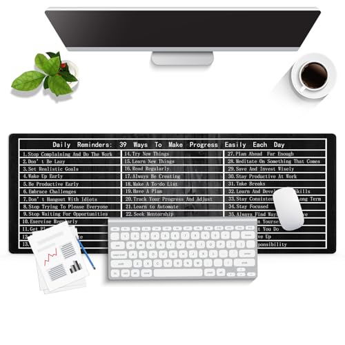 Ways to Make Progress Large Mouse Pad, Inspirational Success Quote Desk Mat | Keyboard Mat Stitched, 31.5" x 11.8", Daily Motivational Reminders, Entrepreneur Positive Office Decor, Rustic Black Wood - color: Vibrant Design J06K