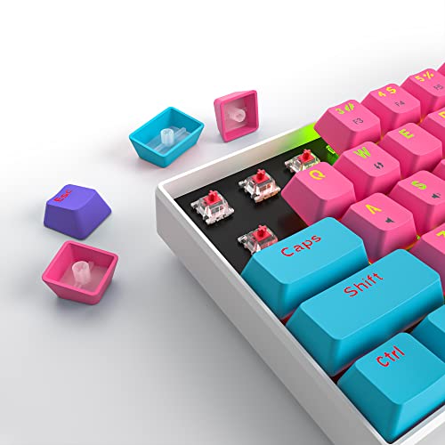 Fogruaden 60% Mechanical Keyboard, 61 Keys Gaming Keyboard, RGB Backlit, Ultra-Compact 60 Percent Wired Keyboard for Win/Mac PC Gamer, Easy to Carry on Trip (Pink, Red Switch) - color: Pink/ Red switch
