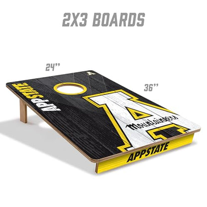 YouTheFan NCAA 2’ x 3’ Wood Cornhole Game with Logo Bags - color: Appalachian State Mountaineers