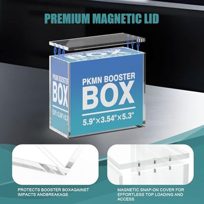 Booster Box Acrylic Case with Magnetic Closure, 5mm Thick Stackable Display Protector Storage Box for PKMN Card Game Booster Box Collection (3 Pack - size: PKMN Booster Box Case