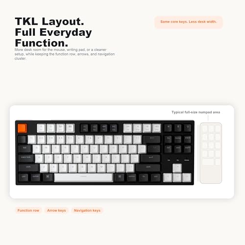 Keychron C1 Wired Mechanical Keyboard, TKL 87-Key Tenkeyless Gaming Keyboard for Mac Windows, Hot-Swappable Gateron G Pro Red Switches, White Backlit, USB-C, Double-Shot ABS Keycaps - color: Hot-swap Gateron G Pro Red Switch