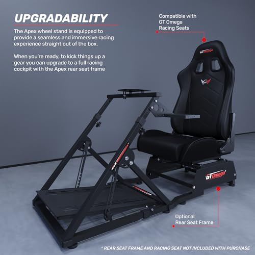 GT OMEGA Apex Racing Wheel Stand - Compatible with Logitech G29 and G920, Fanatec ClubSport, and Thrustmaster TX, T500, & T300, Foldable, Tilt-Adjustable for Racing Control