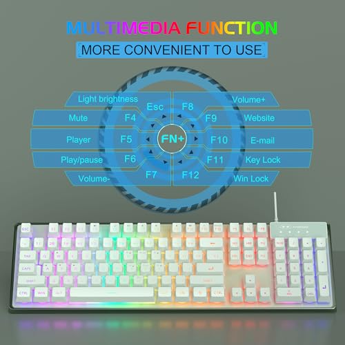 Gaming Keyboard and Mouse Combo, K1 RGB LED Backlit Keyboard with 104 Key Computer PC Gaming Keyboard for PC/Laptop (Green) - color: K1 green