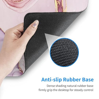 Large Mouse Pads for Desk, Extended Marble Gaming Mousepad for Women Office Gifts, Funny XL Big Stitched Waterproof Nonslip Computer Mats Deskmat for Keyboard, (Pink, 31.5 * 11.8 in) - color: Pink Marble