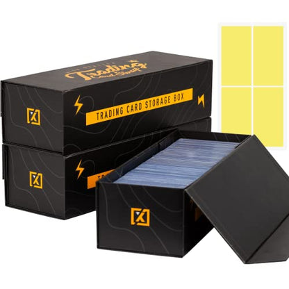 HOMEXPRO Trading Card Storage Box [3 PACK] - Magnetic Lid | Fits 800 Cards, 200 Toploaders, or 50 One Touch - Baseball Card Storage Box - Labels included - style: 3 Pack