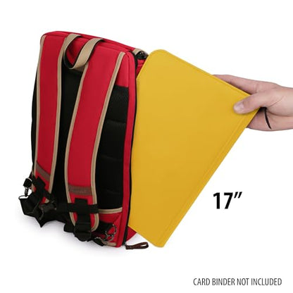 ENHANCE Designer Edition TCG Backpack - MTG Deck Bag Card Binder Space, TCG Deck Box Storage, MTG Playmat Holder - Card Storage Compatible with Magic the Gathering, Pokemon, Lorcana (Canvas Red) - color: Canvas Red