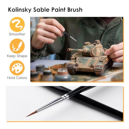 Kolinsky Sable Miniature Paint Brushes - Professional Artist Brush Size 0, Small Fine Detail Paint Brush Set for Mini Paints, Paint by Number, Figurine - size: 0