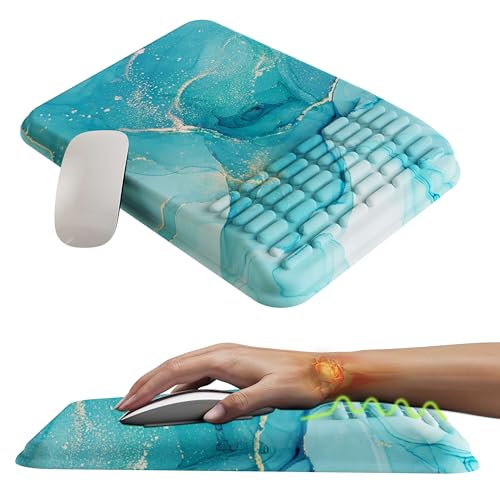 MEKASS Mouse Pad with Wrist Rest, Ergonomic Slope Mousepad for Carpal Tunnel Pain Relief, Memory Foam Desk Computer Wrist Support Mouse Pad with for Office Home (Green Marble) - color: Green Marble