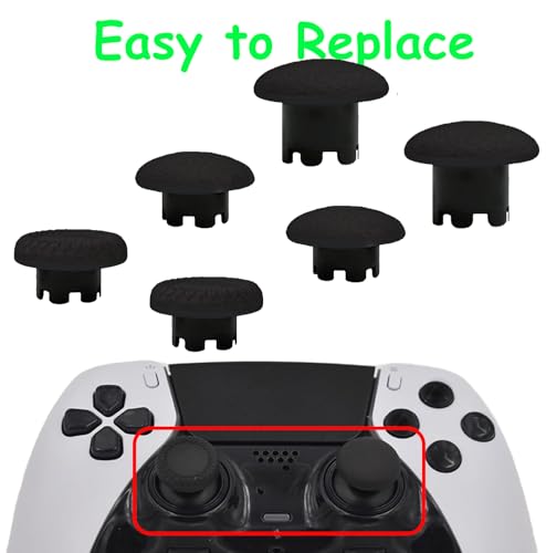 6-in-1 Interchangeable Thumbstick Caps for PS5 DualSense Edge Controller, Swappable Thumbsticks Replacement, Joysticks Parts (Black) - color: black