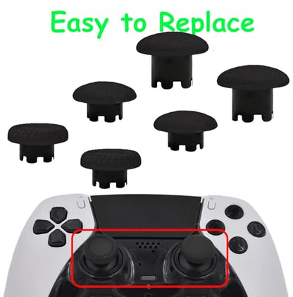 6-in-1 Interchangeable Thumbstick Caps for PS5 DualSense Edge Controller, Swappable Thumbsticks Replacement, Joysticks Parts (Black) - color: black