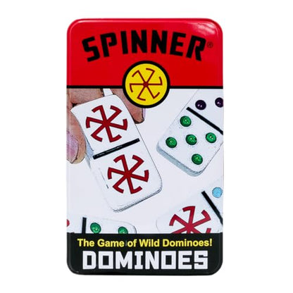 Front Porch Classics Spinner Dominoes Travel Tin Family Game Set, Ages 8+