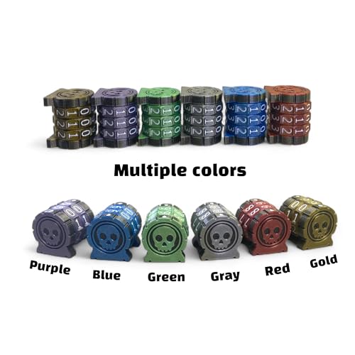 Life Counter Health Tracker for Board Games, TTRPGs, and Card Games with Skull Symbol, Compatible with MTG, 2 Gray Wheels with White Numbers - color: 2 Gray Rings+white Numbers