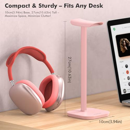 Headphone Stand, Desktop Headset Holder Desk Earphone Stand Aluminum Headset Hanger Headphone Rack Stand to Hold Earphones Such as Airpods Max, Sony, Beats, Bose, Razer, HyperX(Pink) - color: Pink