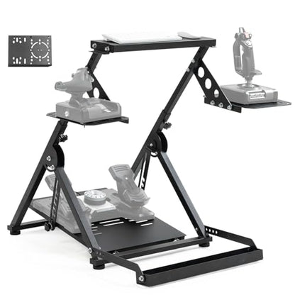 Anman Foldable Flight Simulation Cockpit 3.0 with Fixed Slot Fit for Logitech/Thrustmaster/Hotas Warthog/Fanatec,Electronics Adjustable Fight Sim Mount Pedals, Steering Wheel Not Included