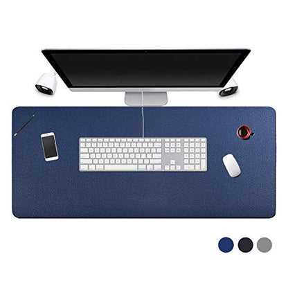 Desk Pad for Office Home 31" x 13",PU Leather Waterproof Large Desk Writing Mat Organizer,Multifunctional Ultra Thin Dual Use Desk Blotters Mouse Pad Protector … - color: Blue