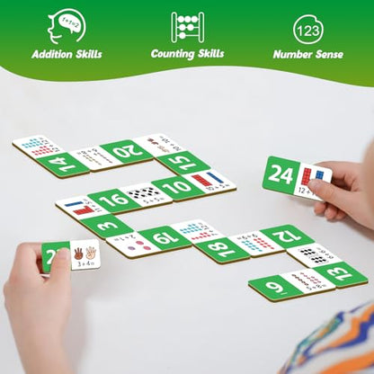 Kasfalci Addition Dominoes Set,Math Games for Kids,Math Manipulatives,Counting Toys,Learning Games,Preschool Learning Activities,Homeschool Supplies,Kindergarten Classroom Must Haves,1st 2nd 3rd Grade - style: Addition