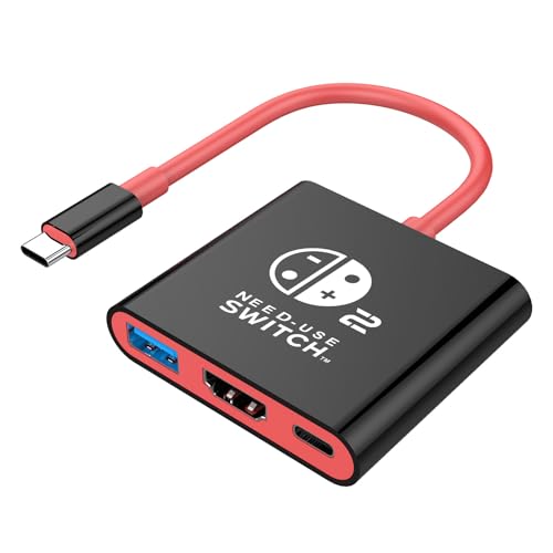 Switch 2 Dock for Nintendo Switch Docking Station, Upgrade for Nintendo Switch TV Adapter with 4K@ 60Hz HDMI USB 3.0 and 100W PD Port, Portable Travel Dock for Switch 2/OLED MacBook Steam Deck - color: Black