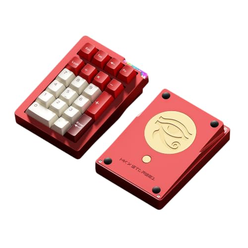 STARS21 Mechanical Number Pad,Aluminum CNC VIA/QMK Programmable Macro Numpad Gasket Hot Swappable Wireless Numeric Keypad BT5.0/2.4Ghz/USB-C RGB Gaming Keypad for Laptop/PC/Office (Red-Cherry) - color: Red-Cherry