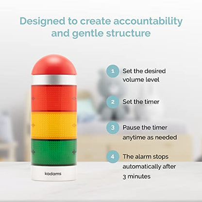 KADAMS Visual Timer for Kids with Audio Pre-Alarm - Traffic Light Alarm for Kids Toddler Teachers Classroom Home Time Management Tool 24hr Countdown Pause Memory Function, Silver - color: Silver