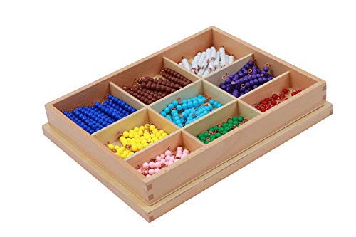 Adena Montessori Counting Beads Checker Board Beads Math Games & Teaching Numbers Counting Toys | Safe acrylic + beechwood box. 180 color-coded beads bars 1-9. Hands-on addition, subtraction & multiplication. Classroom