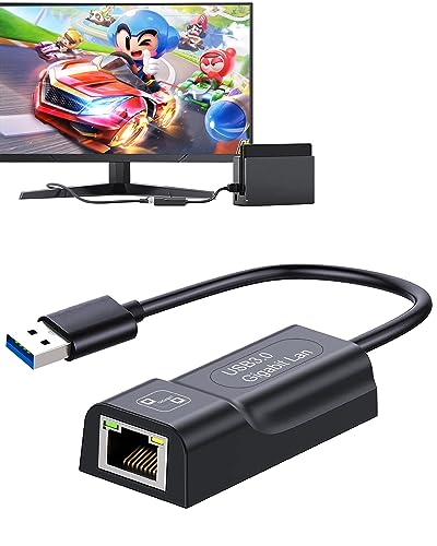 Switch Wired Internet LAN Adapter, Switch Ethernet Adapter for Nintendo Switch/Switch OLED, Mac Computer, Windows Laptops, USB to Ethernet Adapter, USB3.0 Network, Switch Accessories