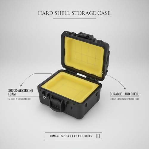 Compact Hard Shell Storage Case with Foam Insert, Protective PP Plastic Box for Small Accessories, 4.9 x 4.3 x 2.8 Inches, Black