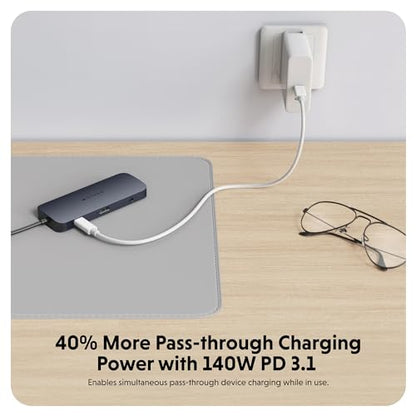 HyperDrive Next 10 Port USB C Hub for Mac, PC, and Chromebook with 4K60Hz HDMI, 2 USB-A, USB-C Hub 10Gbps 140W Power Delivery, SD & microSD Card Reader, Ethernet, 3.5mm Audio Ports - size: 10 Port USB-C Hub with 2x USB-A