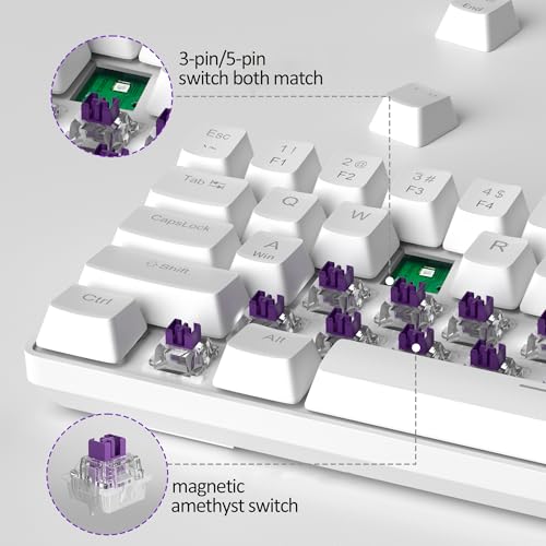MageGee 60% Rapid Trigger Gaming Keyboard, Hall Effect Magnetic Switch, Actuation Point Adjustable, Hot Swappable RGB Backlit Wired Keyboard with Arrow Keys for Win/PC/MAC, White - color: White