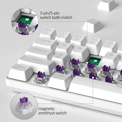 MageGee 60% Rapid Trigger Gaming Keyboard, Hall Effect Magnetic Switch, Actuation Point Adjustable, Hot Swappable RGB Backlit Wired Keyboard with Arrow Keys for Win/PC/MAC, White - color: White
