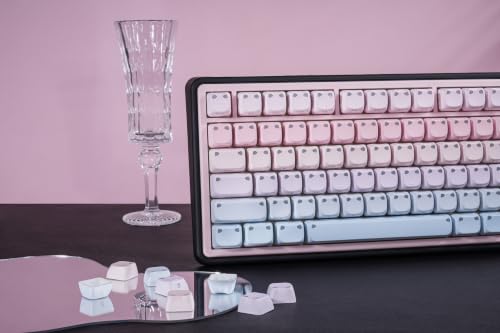 ZORNHER UR82 Wireless Mechanical Keyboard,75% Creamy Keyboard with Cute Cat-Ear Shine Through Keycaps, Hot-Swappable RGB Gaming Keyboard for Windows/Mac, BT/2.4G/USB-C,Bubble Cat Pink Blue - color: Bubble Cat