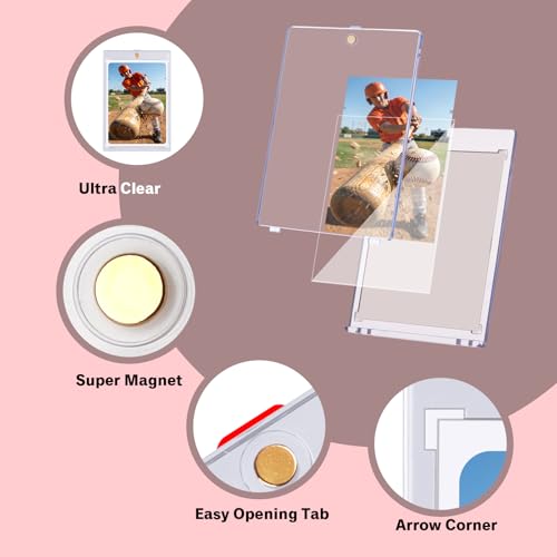 20 Pack 100pt One Touch Magnetic Card Holders with 30 Soft Sleeves | Slide sleeved cards into magnetic holders for dual UV scratch protection, fits sturdy baseball and TCG trading cards ﻿ - size: 100PT Card Holder20ct + Soft Sleeves30ct