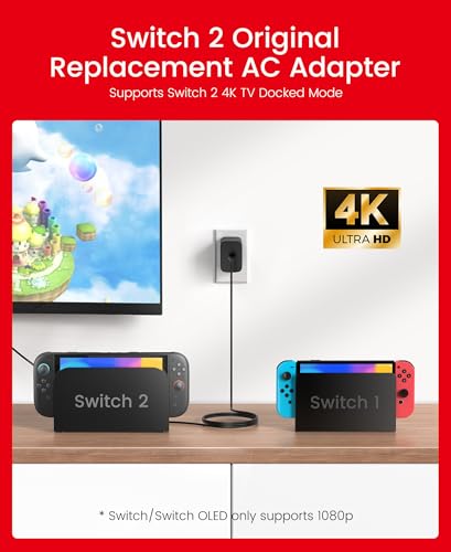 2Pcs 65W Switch 2 Charger with 10FT/3M Cable - GaN3 AC Power Adapter for Nintendo Switch/OLED/Lite & Steam Deck/OLED, Original Quality, Supports 4K TV Mode, PD3.0 Fast Charger for PS4 Controller, Galaxy - size: 2pcs 10FT/3M