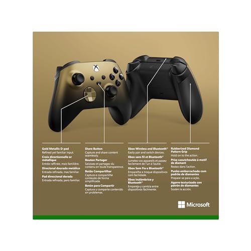 Xbox Special Edition Wireless Gaming Controller – Gold Shadow – Xbox Series X|S, Xbox One, Windows PC, Android, and iOS