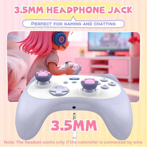 IINE Wireless Controller with Charging Dock – for PC, Switch, Android, iOS, Wireless & Wired Gamepad with Macro, Turbo, 6-Axis Motion, Rumble, Headphone Jack, Ergonomic Controller for Small Hands (Blue) - color: Blue