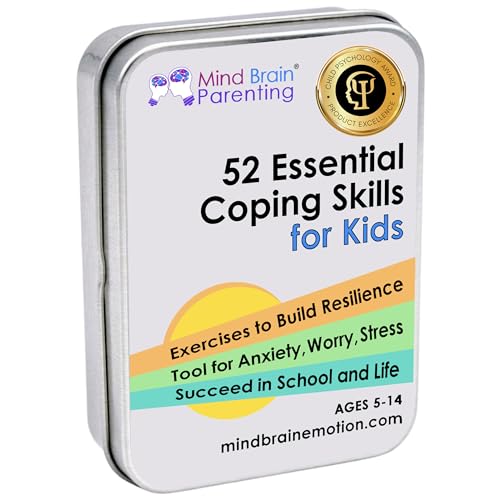 Mind Brain Emotion 52 Essential Coping Skills for Kids: Mindfulness CBT Cards for Stress, Anxiety, Anger, Executive Functioning, Coping Strategies for Anxious Generation, Family, School Therapy Game - style: Coping Skills for Kids