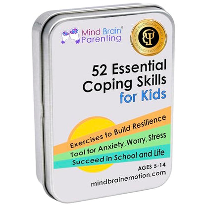Mind Brain Emotion 52 Essential Coping Skills for Kids: Mindfulness CBT Cards for Stress, Anxiety, Anger, Executive Functioning, Coping Strategies for Anxious Generation, Family, School Therapy Game - style: Coping Skills for Kids