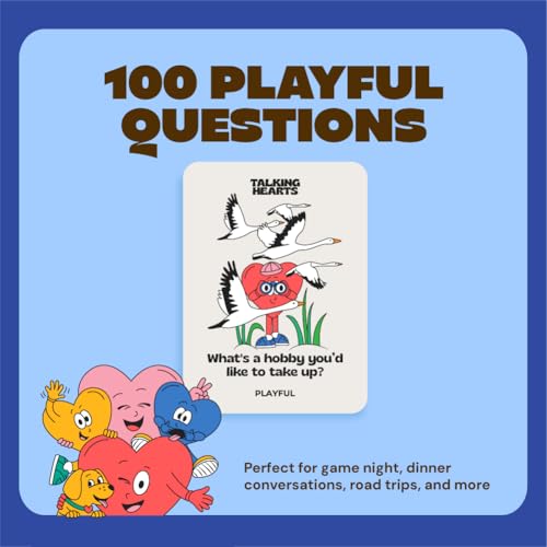 Talking Hearts Conversation Cards for Family, 200 Fun Questions and 20 Challenges for Dinnertime, Road Trips, and Game Night