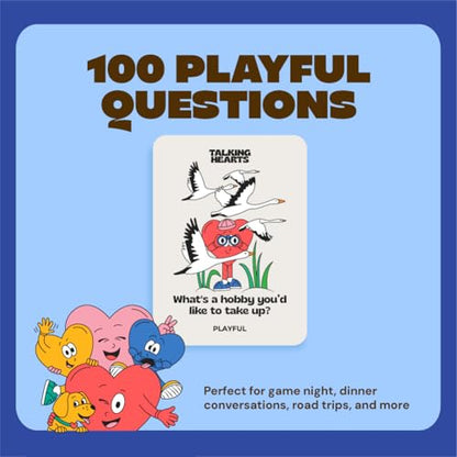 Talking Hearts Conversation Cards for Family, 200 Fun Questions and 20 Challenges for Dinnertime, Road Trips, and Game Night