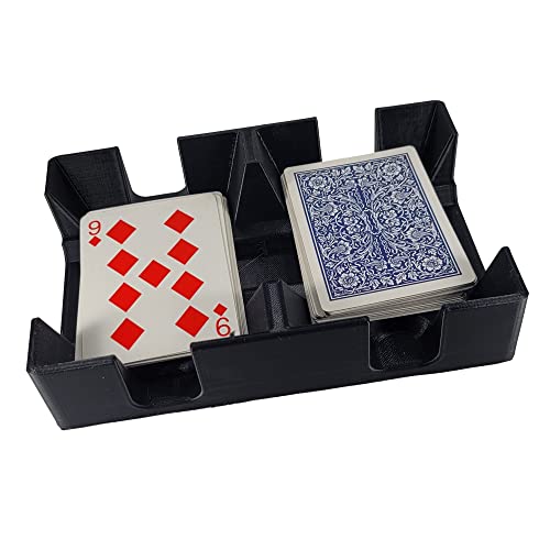 Revolving Two Deck Playing Card Tray for 1-2 Decks: Made in USA (Black) | Rotates 360°, Plastic, Holds up to 2 decks, Includes swivel turn table base, for Canasta, Rummy, UNO, Newt's Playing Cards - color: Black, size: 2 Deck