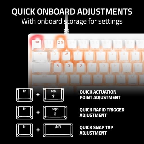 Razer Huntsman V3 Pro Mini 60% Esports Gaming Keyboard, White | Analog Optical Switches, Razer Snap Tap, Rapid Trigger, Adjustable Actuation, Dual-Purpose Mod Keys, Doubleshot PBT Keycaps - color: White, size: Mini 60%, style: 1000 Hz Polling