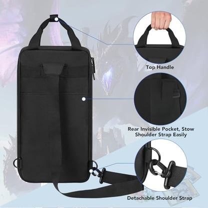 Playmat Tube Case for 2pcs L24’’x W14’’/L31’’x W15.5’’ Playmats, Gaming Mat Tube Organizer Bag with Card Pocket & Dice Holder & Shoulder Strap Fits for MTG, TCG, Trading Card Games, Travel