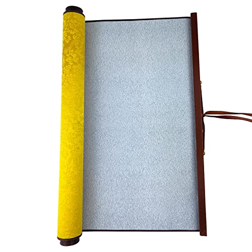 Flylin Calligraphy Cloth, Reusable Chinese Calligraphy Practicing Tool Magic Water Painting Paper Ten Thousand Times Writing Cloth Scroll for Home School (Yellow) - color: Yellow