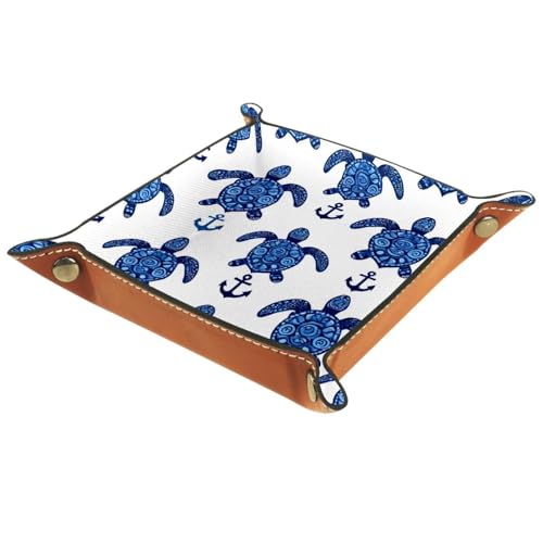 Dice Trays Turtles Anchor Holder Storage Box for Dice Games Like RPG DND, Leather Dice Holder Portable Folding Rolling Dice Tray, 16x16cm - color: Multi 3