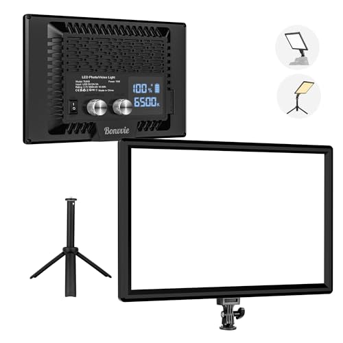 15W Rechargeable LED Video Light Kit, 9” Camera Light with 5000mAh Li-ion Battery, 3000-6500K CRI 97+ Bi-Color Soft Photo Lighting for Studio & Outdoor Photography Vlog Zoom Calls Live Stream