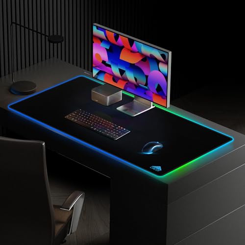 Cacoy 40"x20" RGB Gaming Mouse Pad, XXL Large LED Computer Mouse Mat, Black | Extended RGB Desk Mat with Textured Surface,9 Lighting Modes,Stitched Edges,Non-Slip Rubber Base Mousepad Optimized for Gamer - color: Rgb, size: 40" x 20"