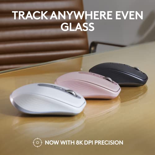 Logitech MX Anywhere 3S Compact Wireless Mouse, Fast Scrolling, 8K DPI Any-Surface Tracking, Quiet Clicks, Programmable Buttons, USB C, Bluetooth, Windows PC, Linux, Chrome, Mac - Rose | 8, 000 Dpi Darkfield, Quiet Clicks, Magspeed Scroll, USB-C Quick Cha