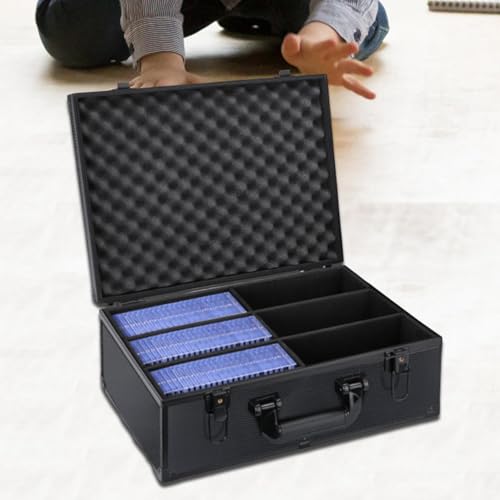 Card Storage Box Aluminum Alloy Card Storage Case with Trading Card Collection Box EVA Foam Protection Organizer for, 6 Compartments - size: 6 Compartments