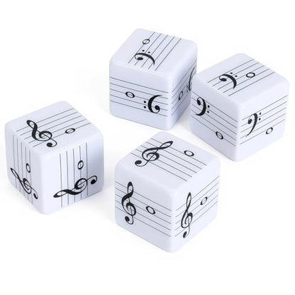 4Pcs Fun Five-Line Staff Music Note Dice, Large 25mm Music Theory Dice, Includes Two High-Pitched Symbols and Two Low-Pitched Symbols for Theory Learning - color: Music Dice-4 Pcs