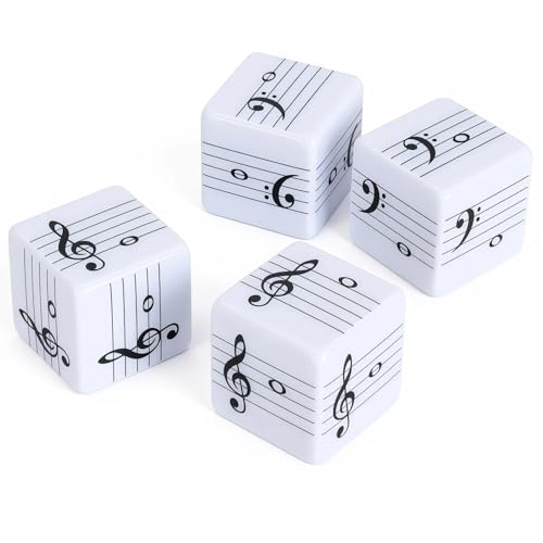 4Pcs Fun Five-Line Staff Music Note Dice, Large 25mm Music Theory Dice, Includes Two High-Pitched Symbols and Two Low-Pitched Symbols for Theory Learning - color: Music Dice-4 Pcs